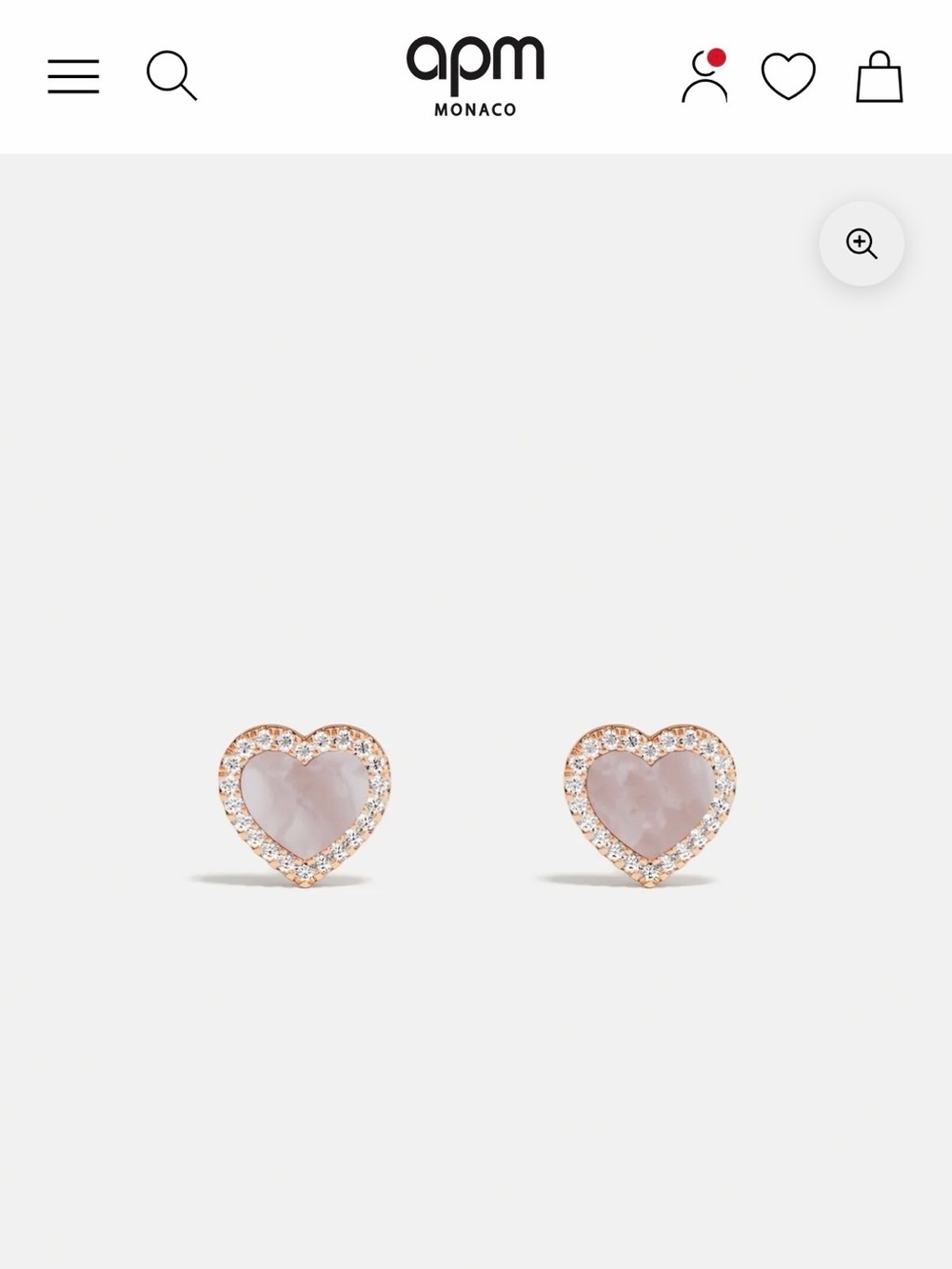 NEW apm Monaco Pink Narce Heart Stud Earrings